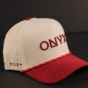 ONYX 2024 Limited Edition Cap – Cream & Burgundy Red