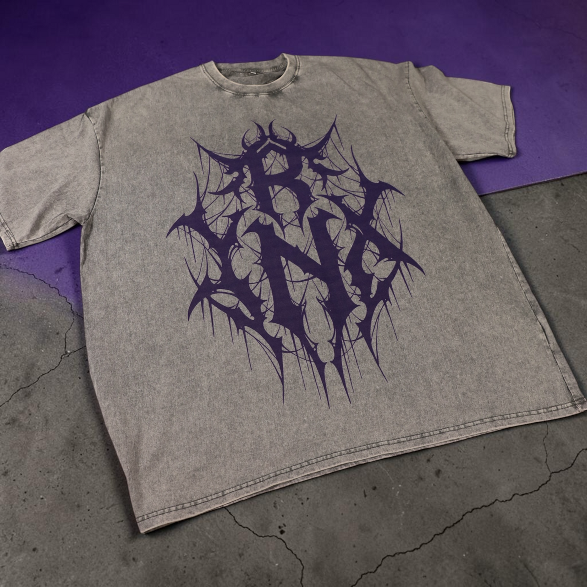 SYN Webbed Grey — Oversized Acid Tee